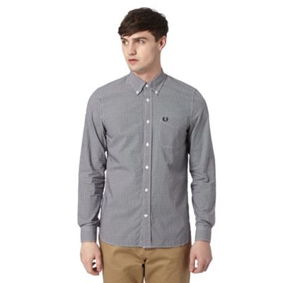 Fred Perry Black mini gingham checked regular fit shirt